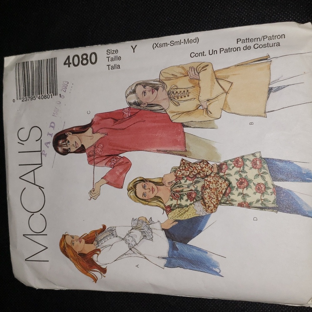 McCall's Sewing Pattern #4080 size XS-M